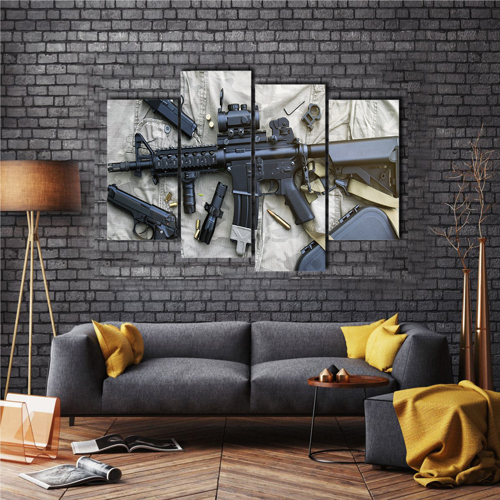 Weapons And Military Equipment Multi Panel Canvas Wall Art Set