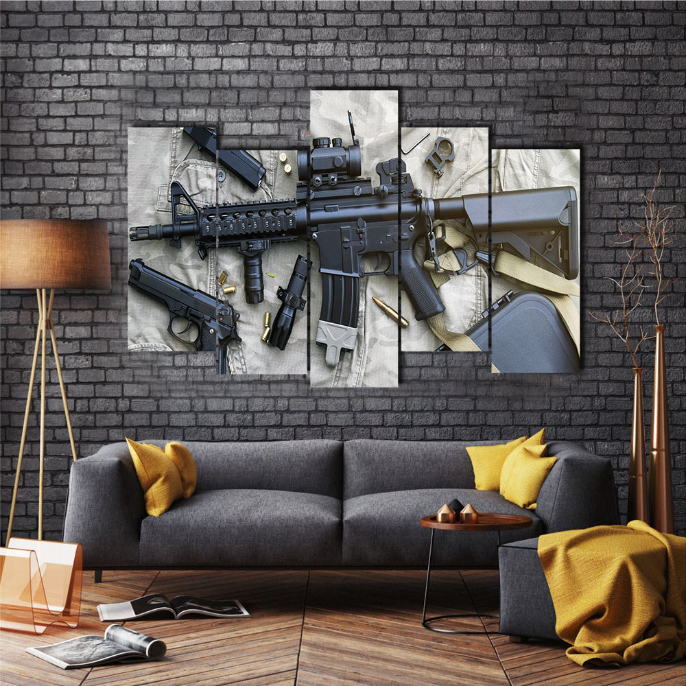 Weapons And Military Equipment Multi Panel Canvas Wall Art Set