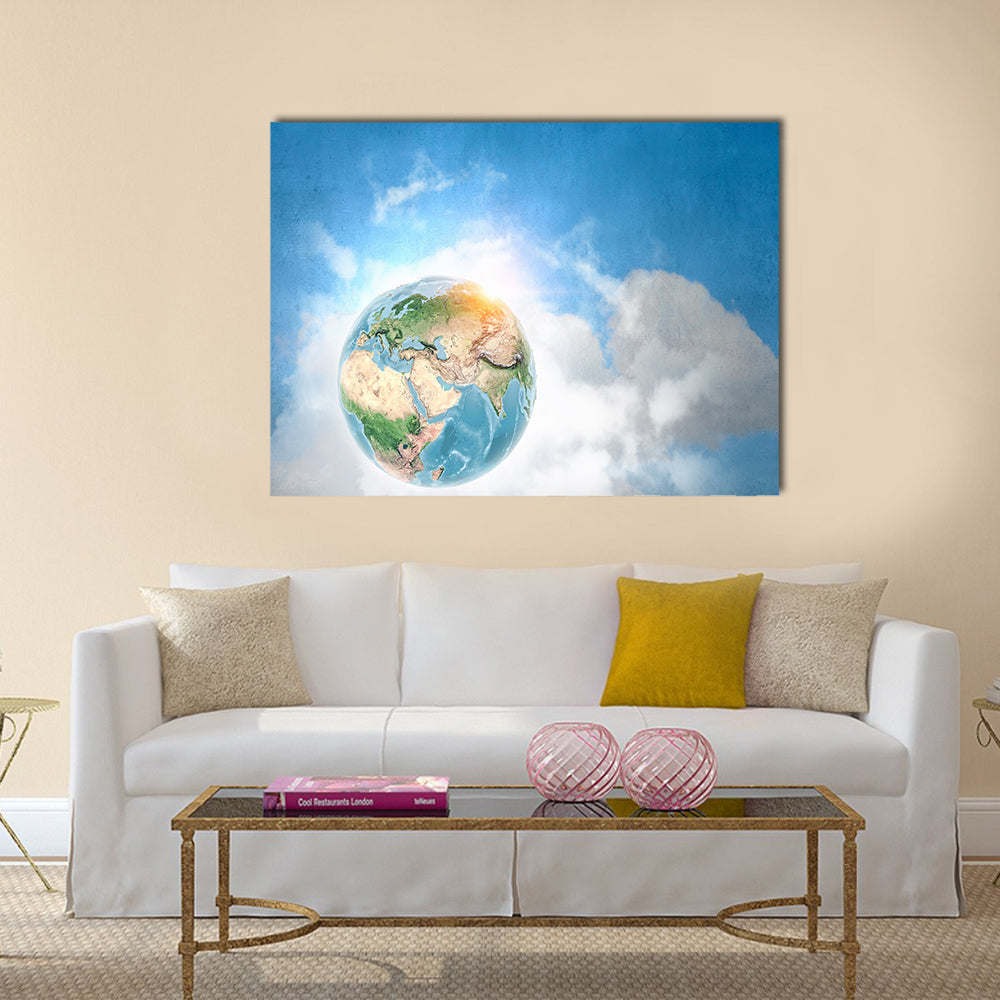 Earth From The Outer Space Multi Panel Canvas Wall Art