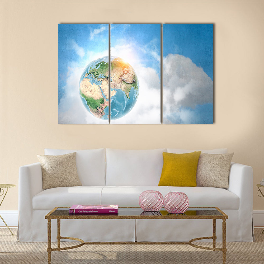 Earth From The Outer Space Multi Panel Canvas Wall Art