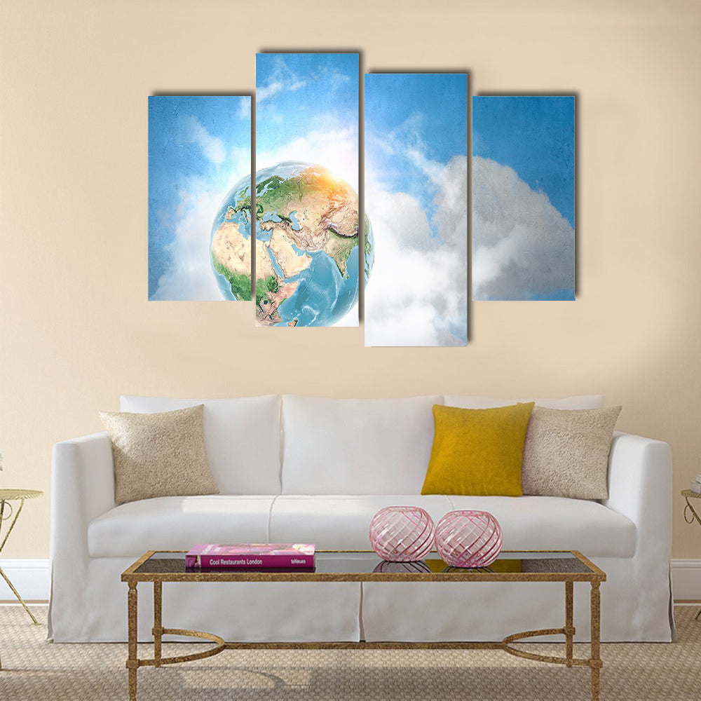 Earth From The Outer Space Multi Panel Canvas Wall Art