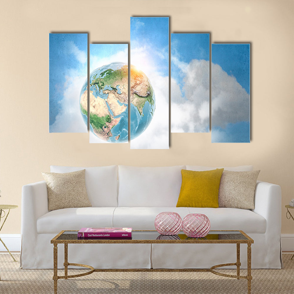 Earth From The Outer Space Multi Panel Canvas Wall Art