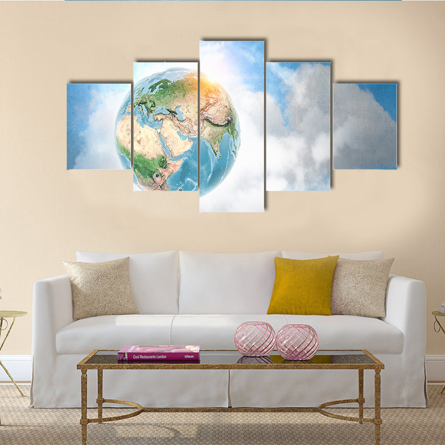 Earth From The Outer Space Multi Panel Canvas Wall Art