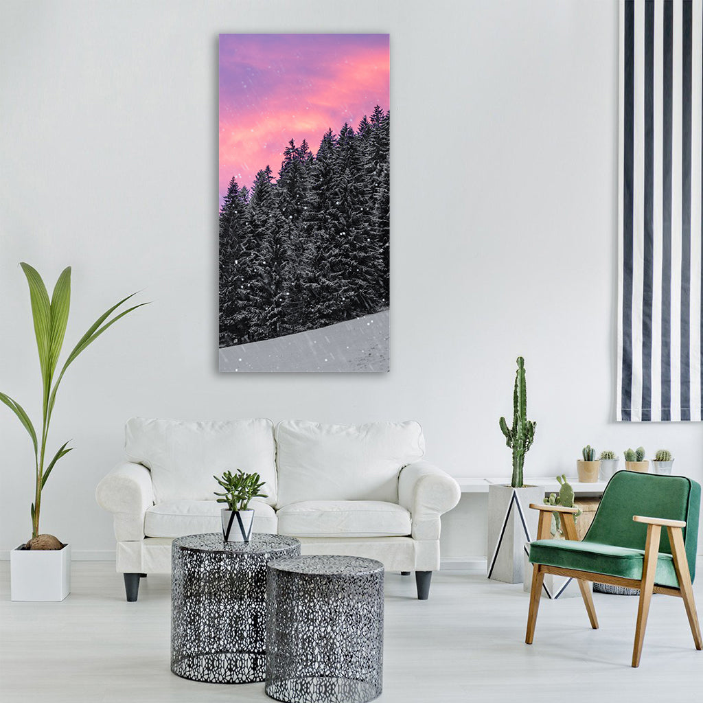 afterglow sunset winter snow Vertical Canvas Wall Art