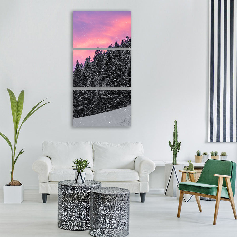 afterglow sunset winter snow Vertical Canvas Wall Art