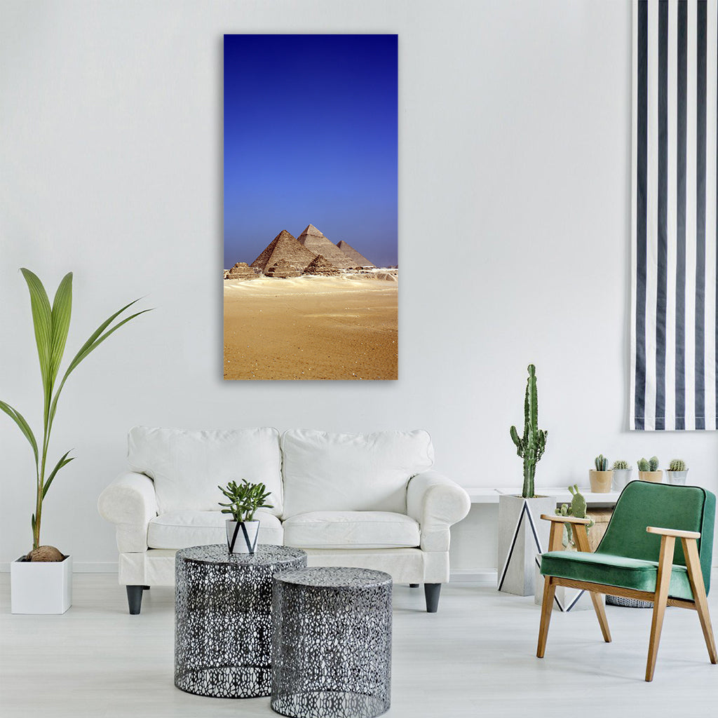 alone camel desert egypt person Vertical Canvas Wall Art