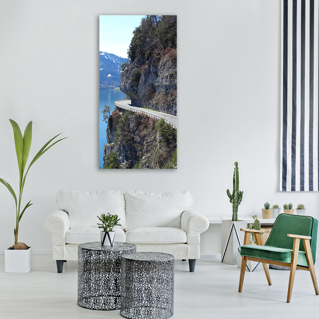 alpine mountains mountain road Vertical Canvas Wall Art
