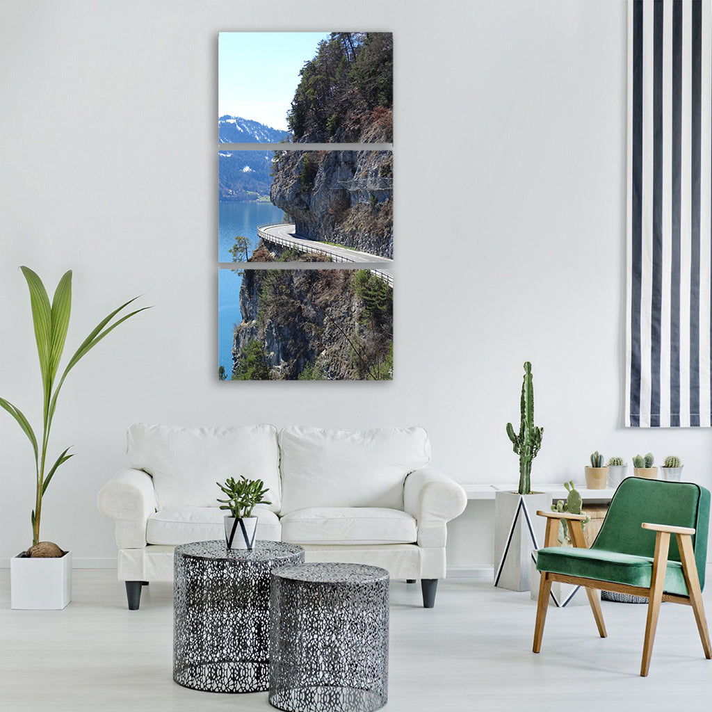 alpine mountains mountain road Vertical Canvas Wall Art