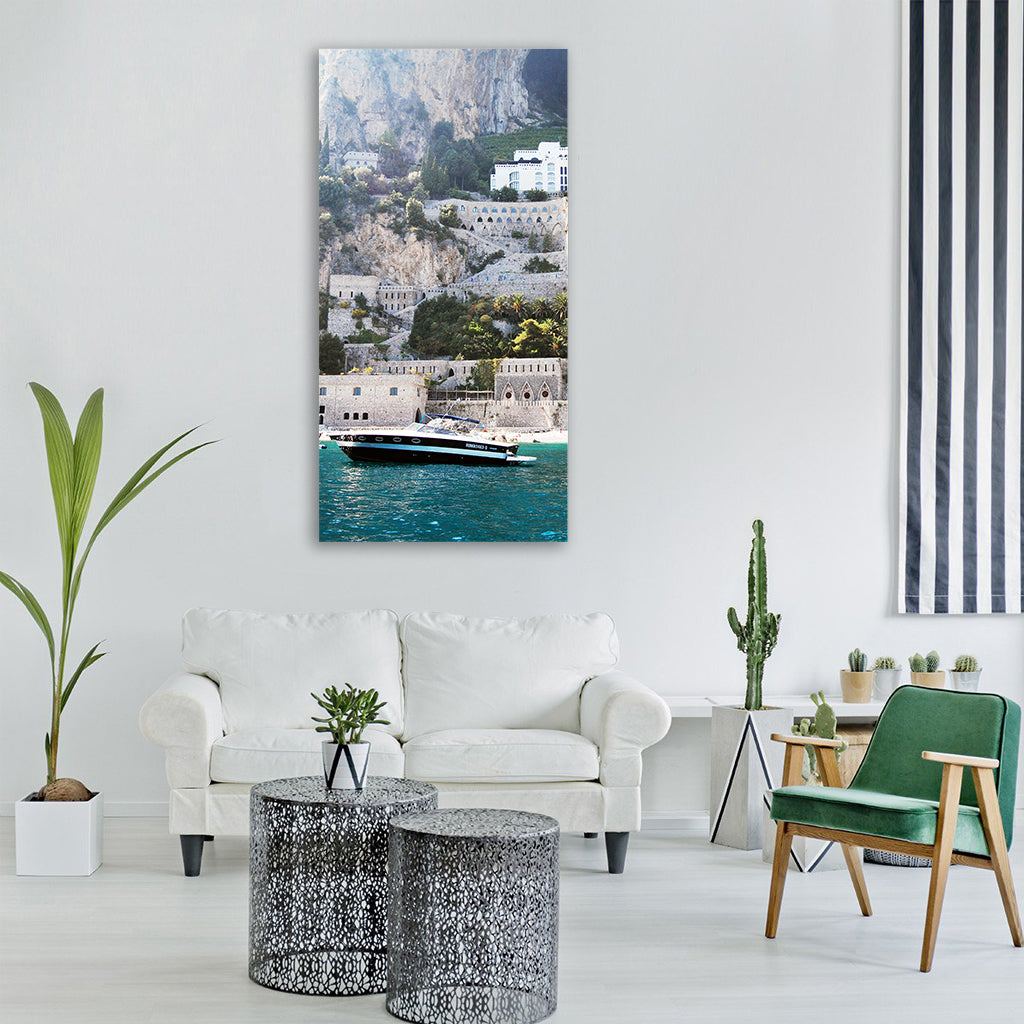 amalfi mediterranean water rocks Vertical Canvas Wall Art