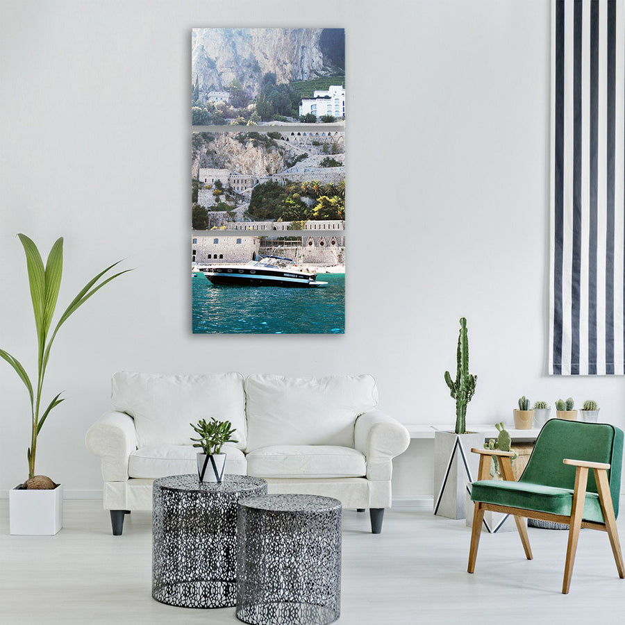 amalfi mediterranean water rocks Vertical Canvas Wall Art