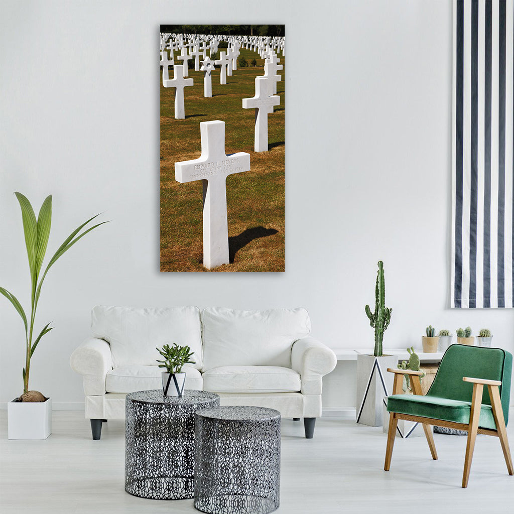 american army cemetery cross dead Vertical Canvas Wall Art