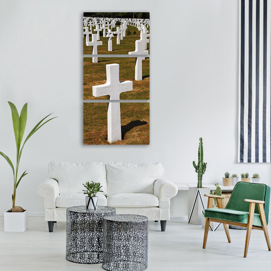 american army cemetery cross dead Vertical Canvas Wall Art