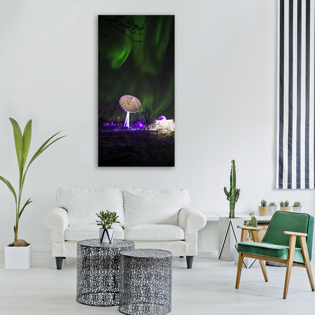 antenna auroraboralis night Vertical Canvas Wall Art