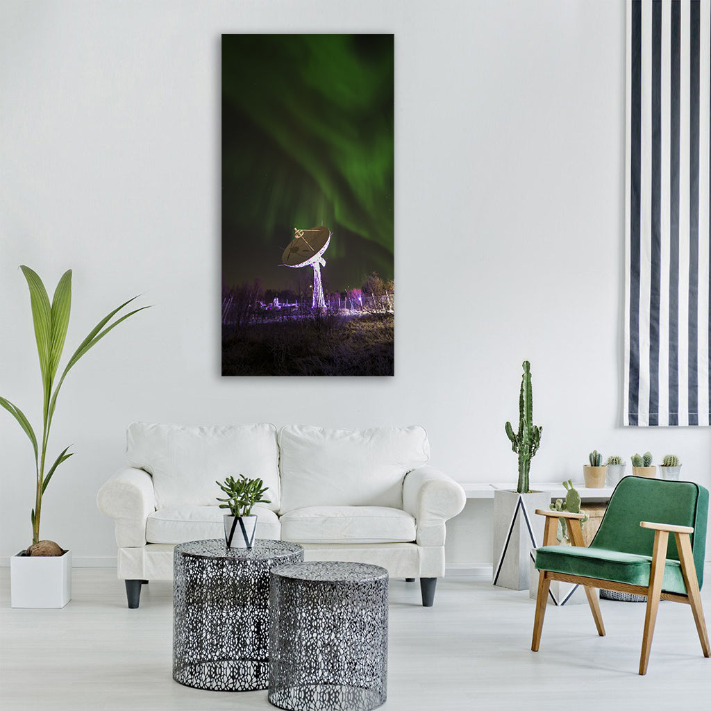 antenna night northern lights light Vertical Canvas Wall Art