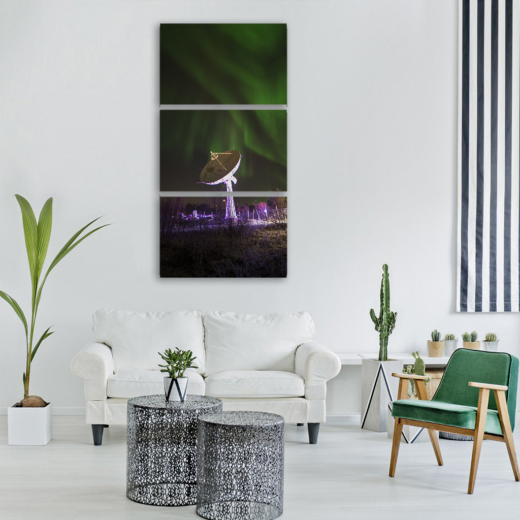 antenna night northern lights light Vertical Canvas Wall Art
