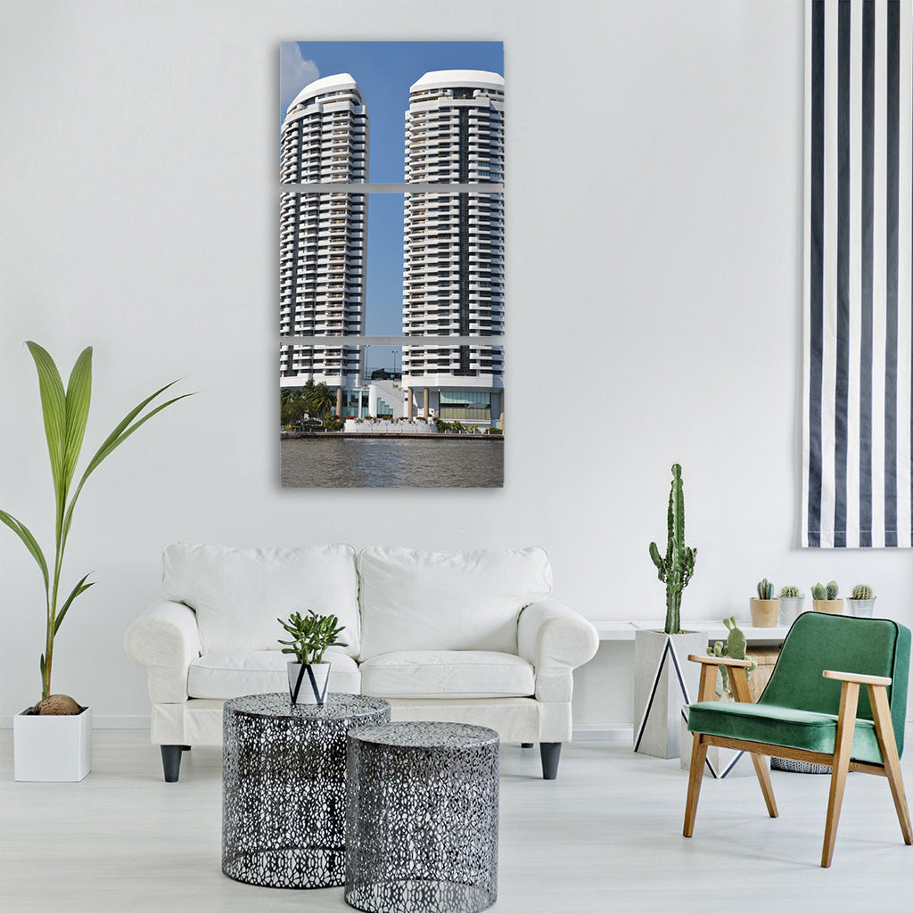 Apartments high rise hotel building Vertical Canvas Wall Art