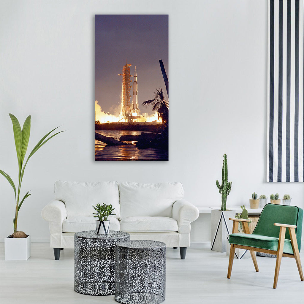 Apollo-14 launch night Vertical Canvas Wall Art