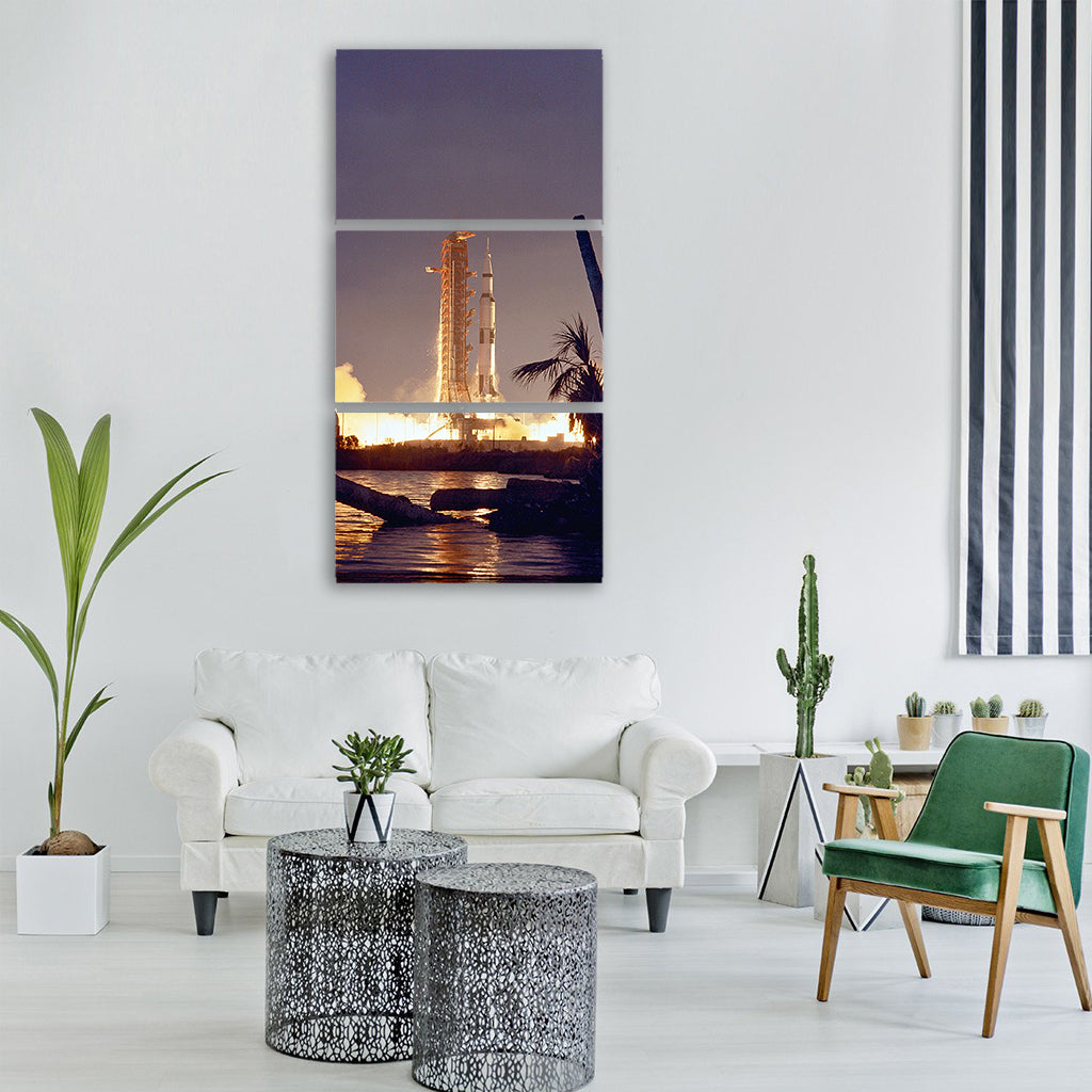 Apollo-14 launch night Vertical Canvas Wall Art