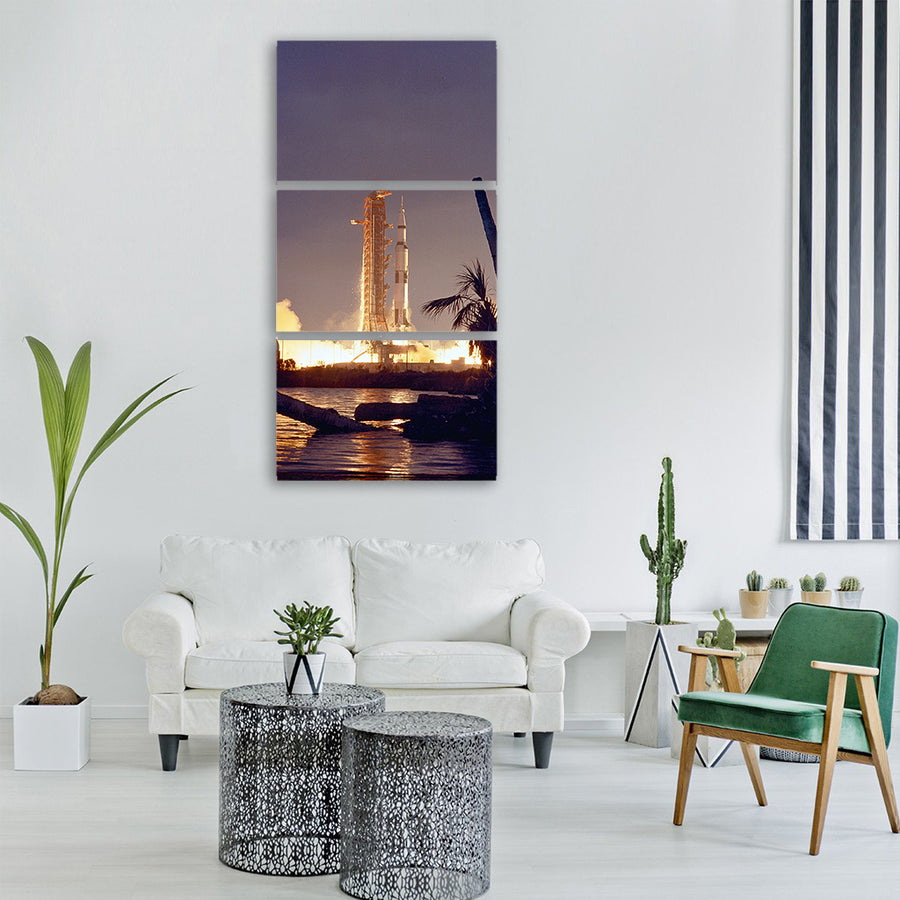 Apollo-14 launch night Vertical Canvas Wall Art