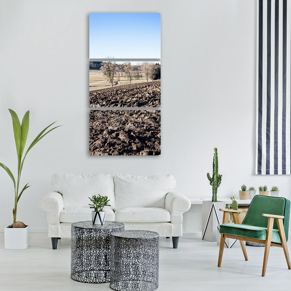 arable plowed earth plaice Vertical Canvas Wall Art