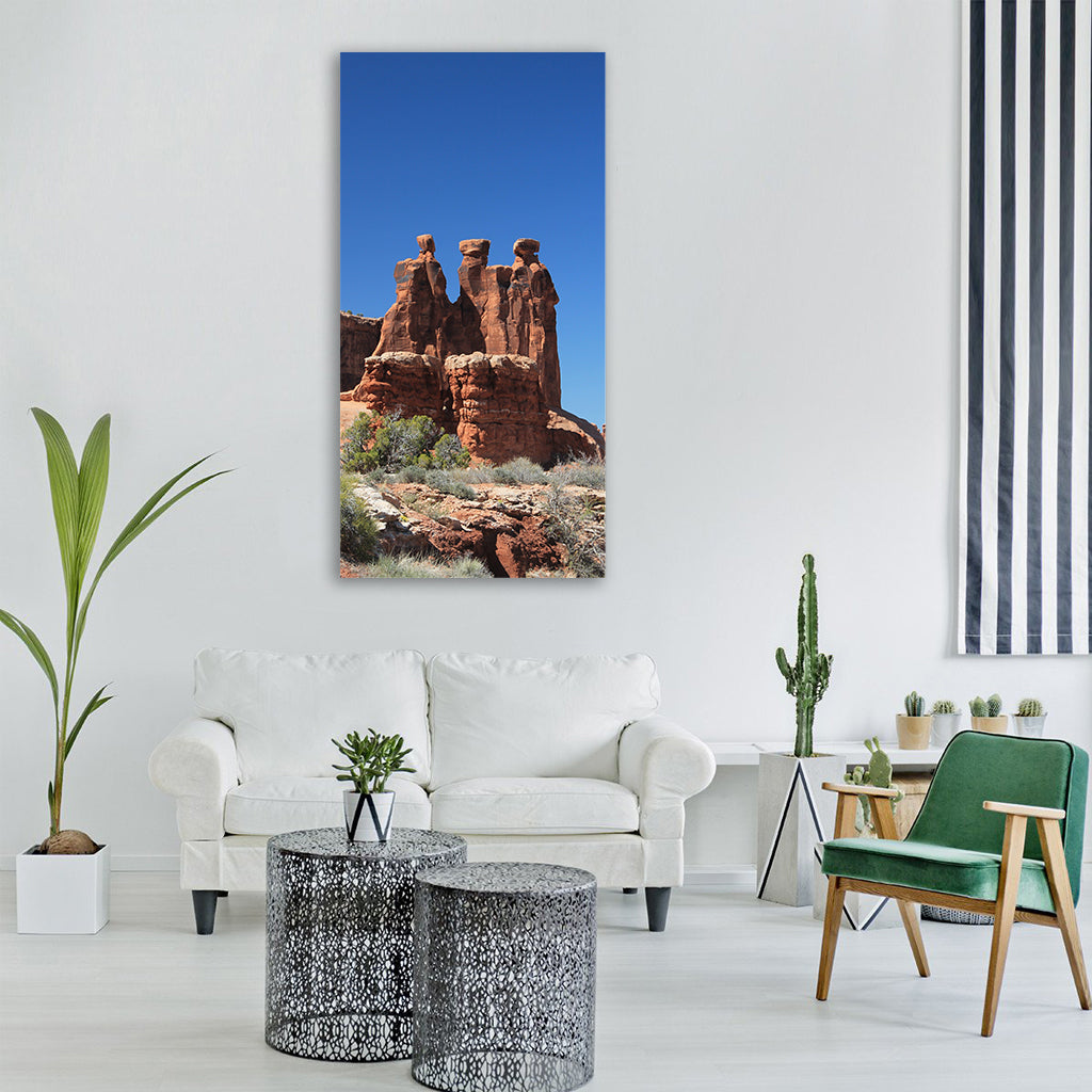 arches sandstone rock nature utah Vertical Canvas Wall Art