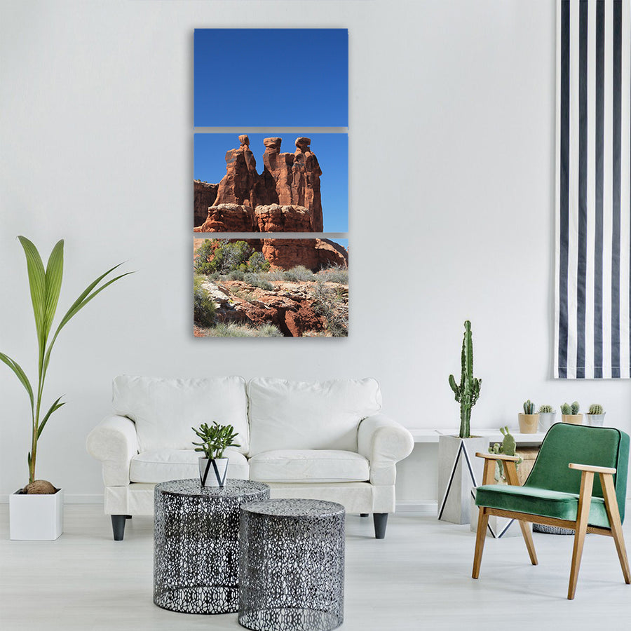 arches sandstone rock nature utah Vertical Canvas Wall Art