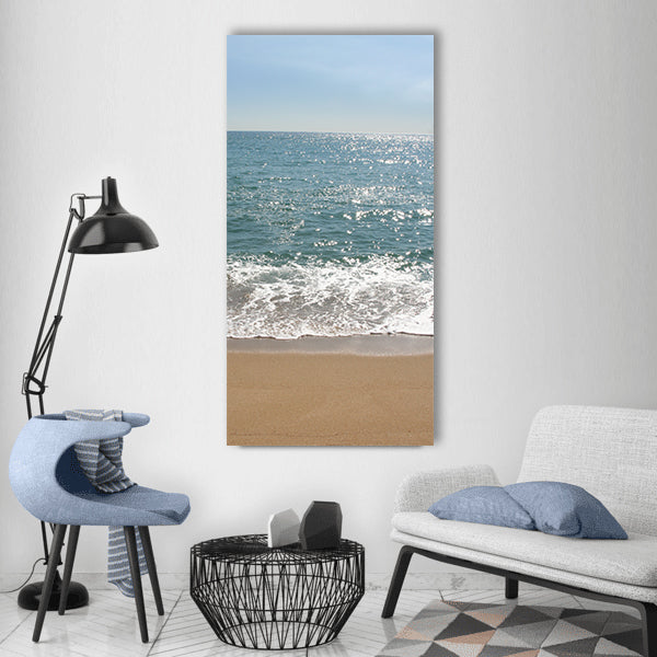 Arena blue ocean sea beach Vertical Canvas Wall Art
