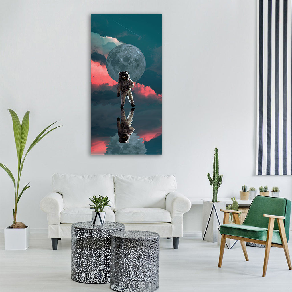 astronaut moon space nasa planet Vertical Canvas Wall Art
