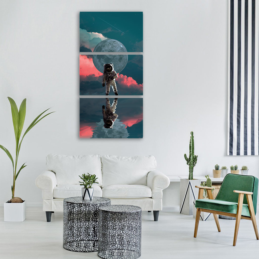 astronaut moon space nasa planet Vertical Canvas Wall Art