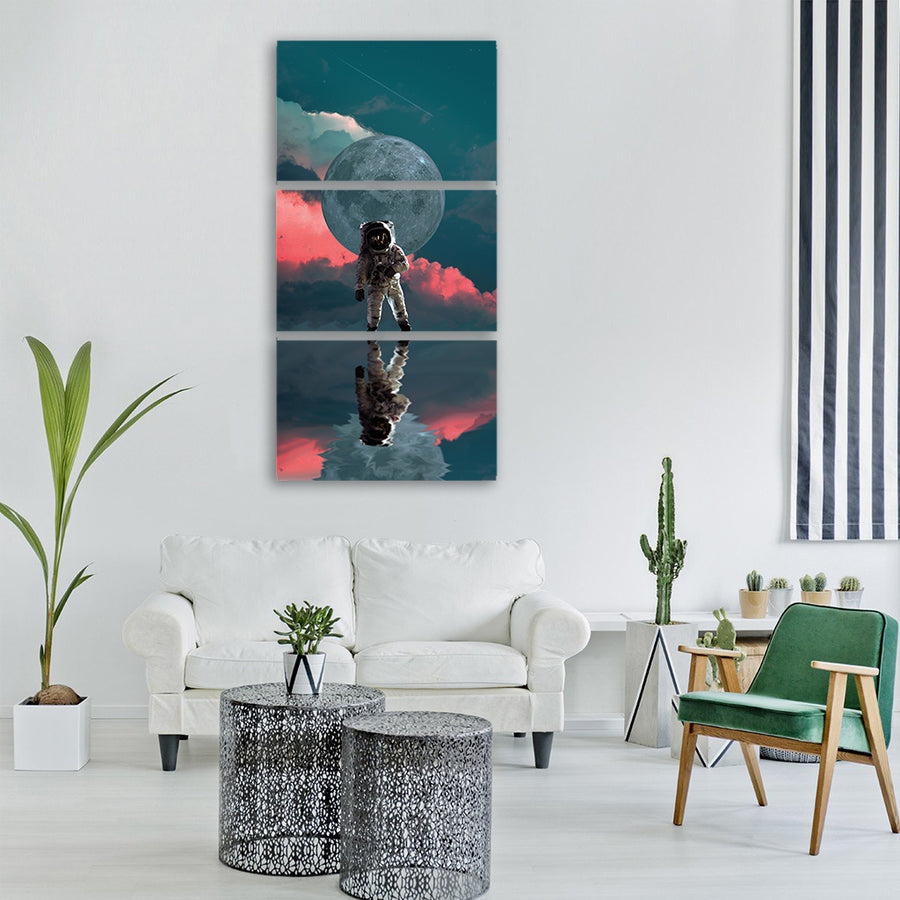 astronaut moon space nasa planet Vertical Canvas Wall Art
