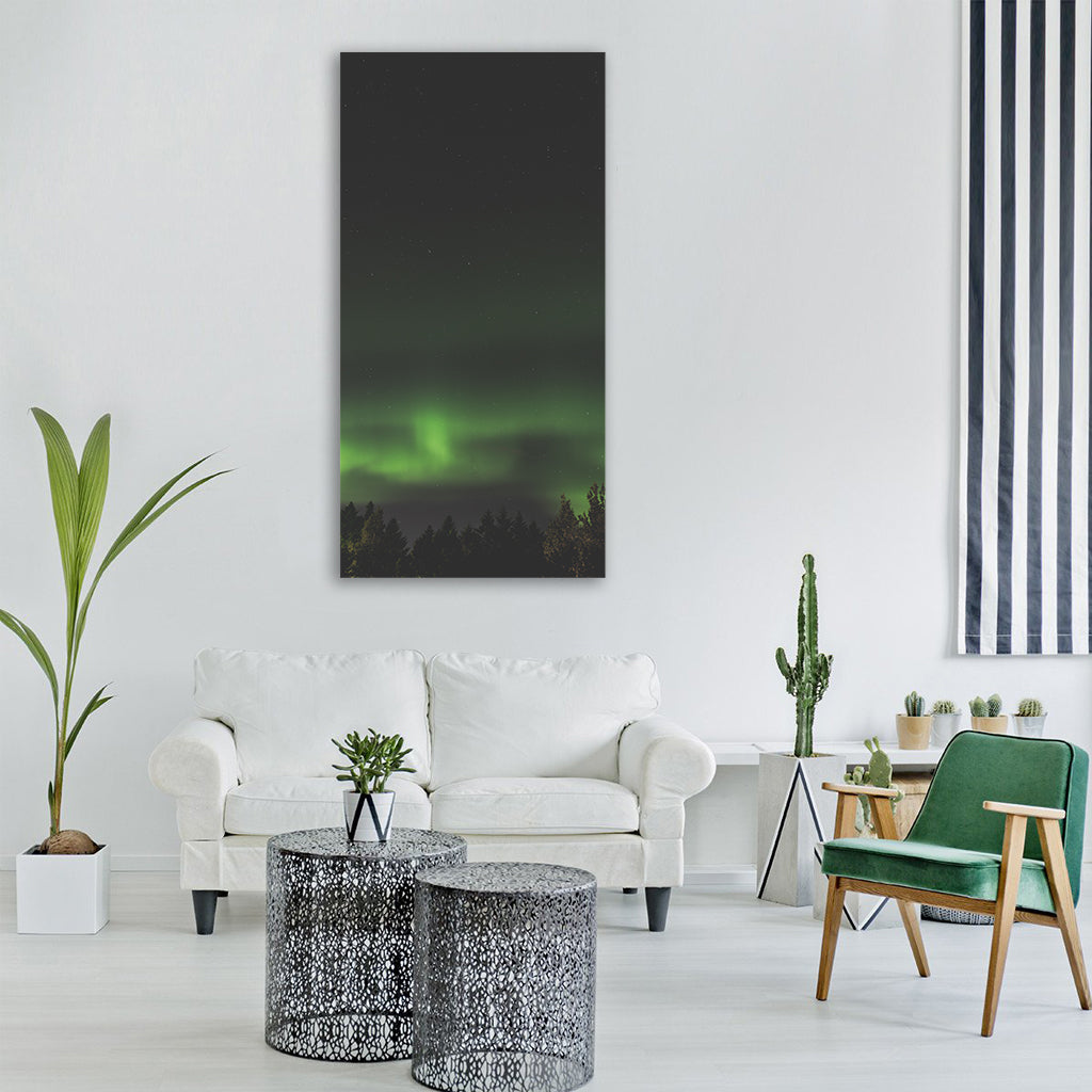 Aurora green space stars sky Vertical Canvas Wall Art