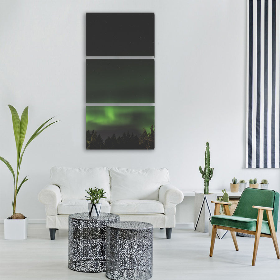 Aurora green space stars sky Vertical Canvas Wall Art