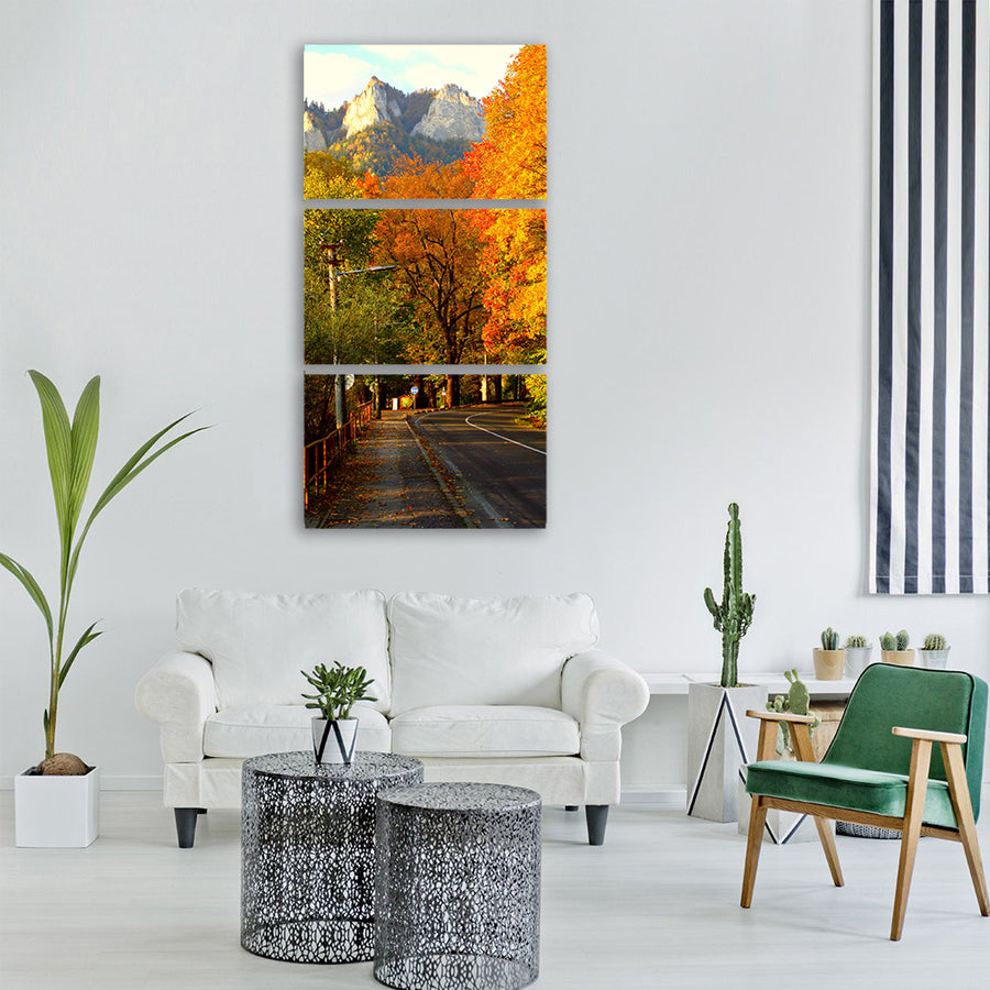 autumn way mountains landscape Vertical Canvas Wall Art