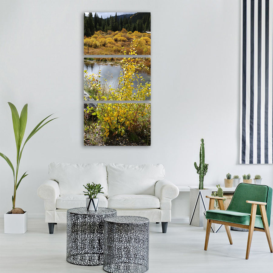 autumn fall bush landscapes Vertical Canvas Wall Art