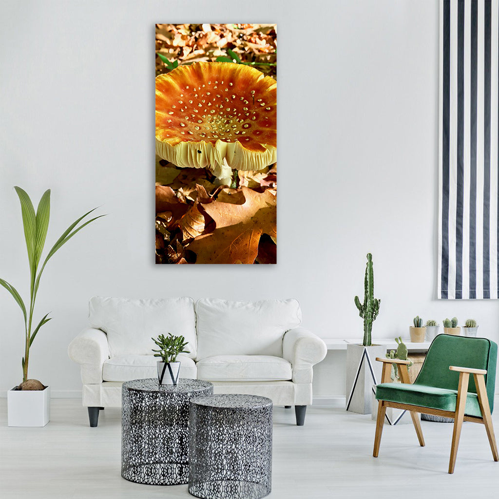 autumn mushroom forest autumn leaf Vertical Canvas Wall Art
