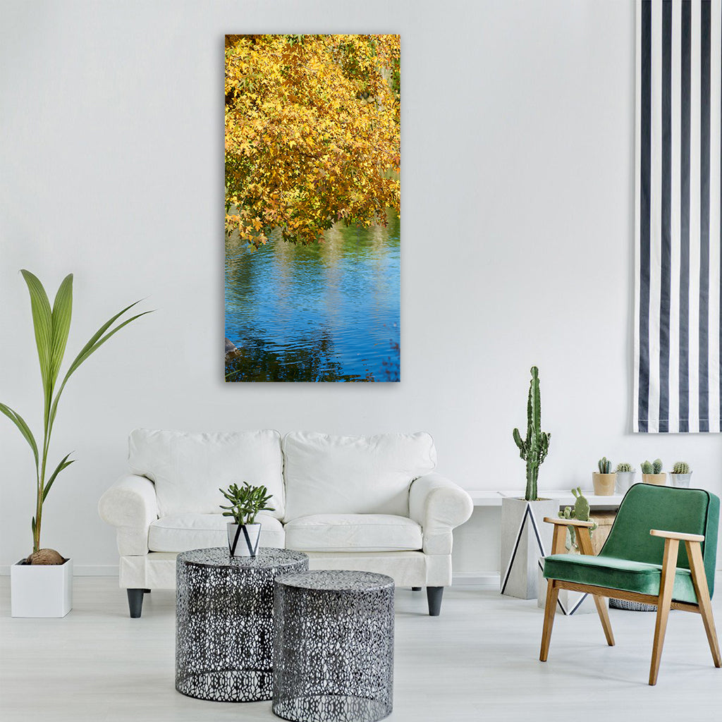 autumn leaves nature color forest Vertical Canvas Wall Art