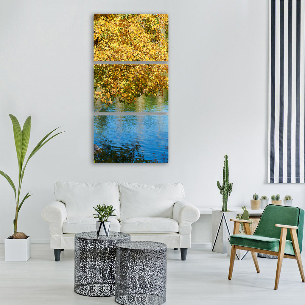 autumn leaves nature color forest Vertical Canvas Wall Art