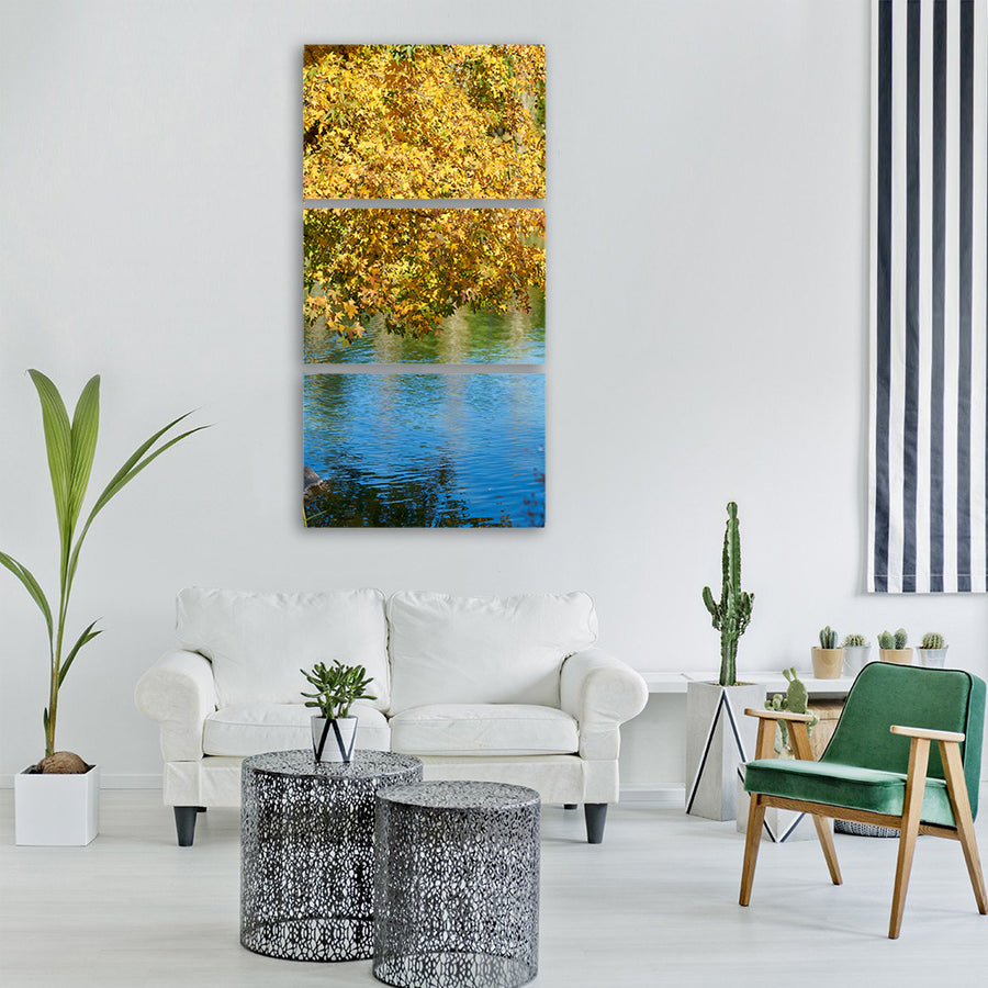 autumn leaves nature color forest Vertical Canvas Wall Art