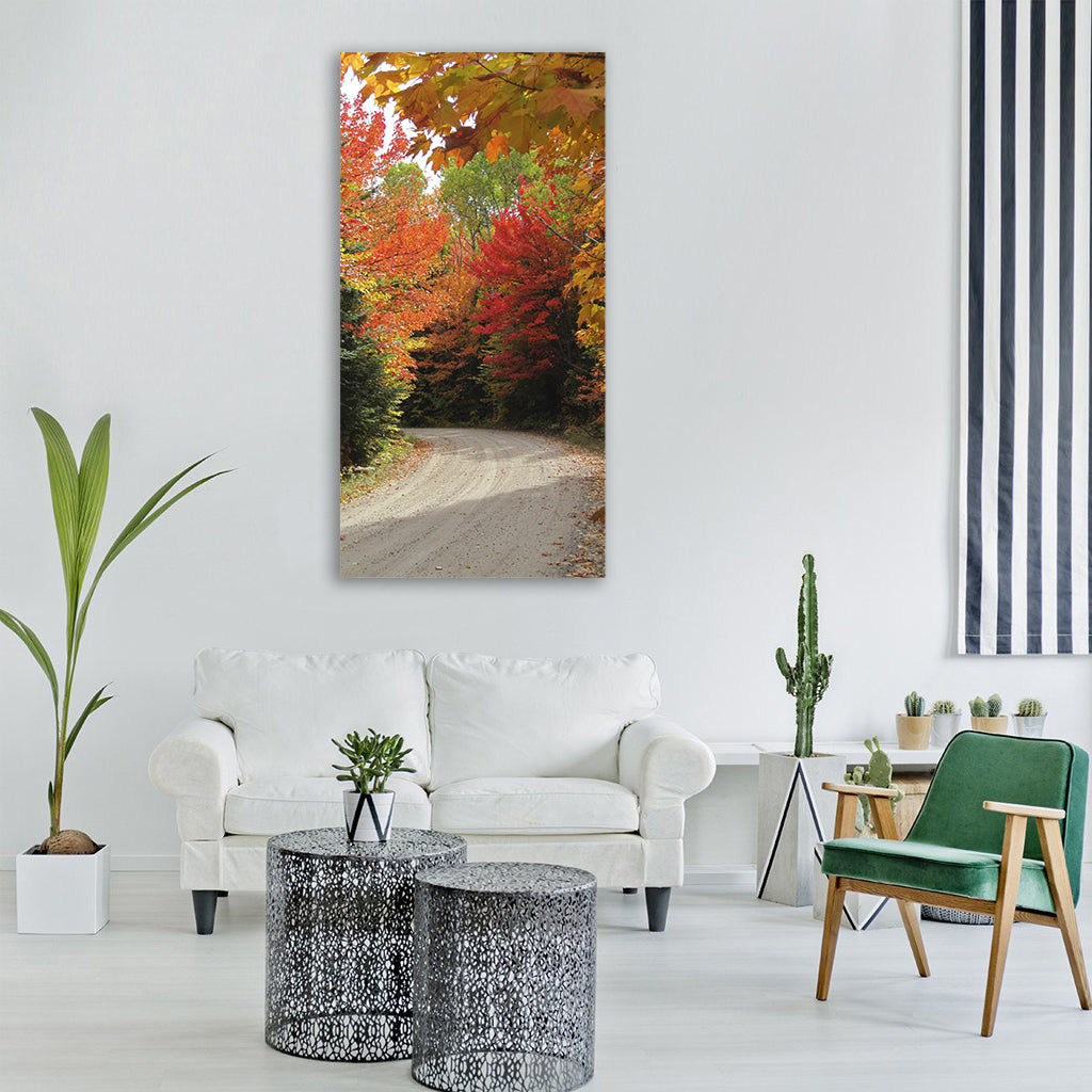 autumn fall orange tree green Vertical Canvas Wall Art