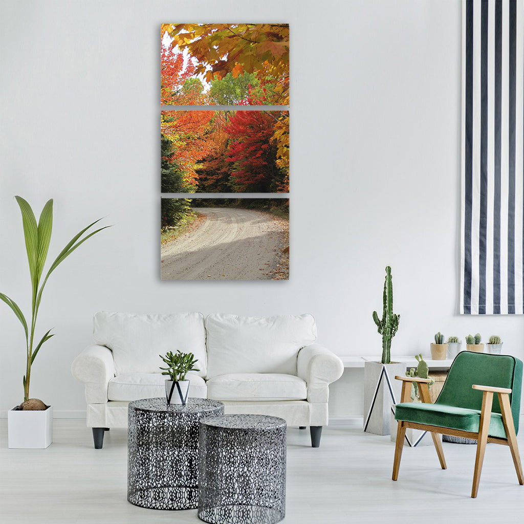 autumn fall orange tree green Vertical Canvas Wall Art