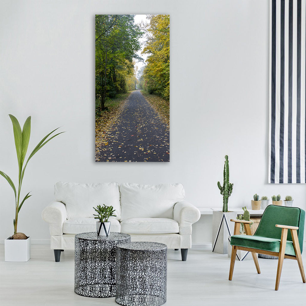 autumn away leaves trees Vertical Canvas Wall Art