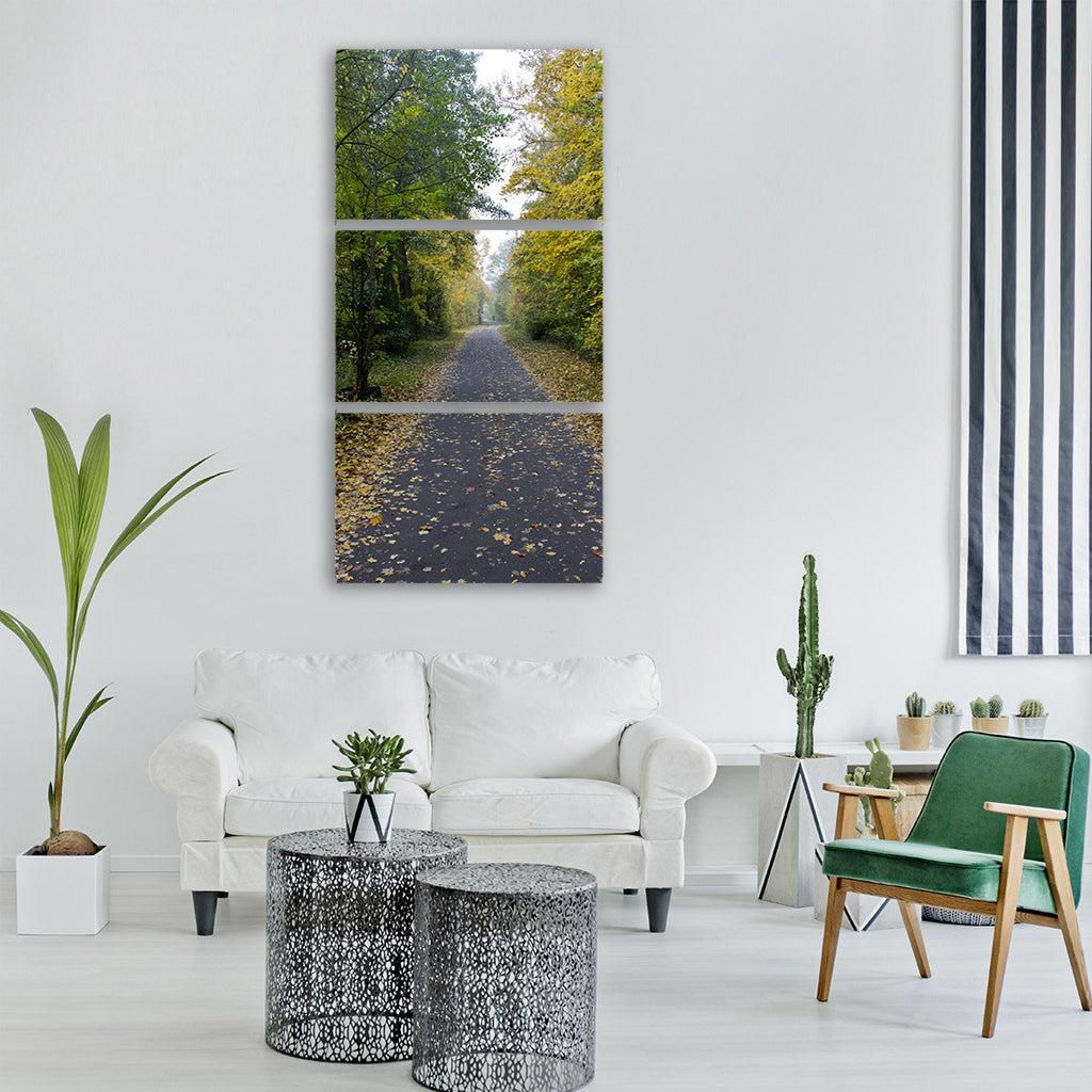 autumn away leaves trees Vertical Canvas Wall Art