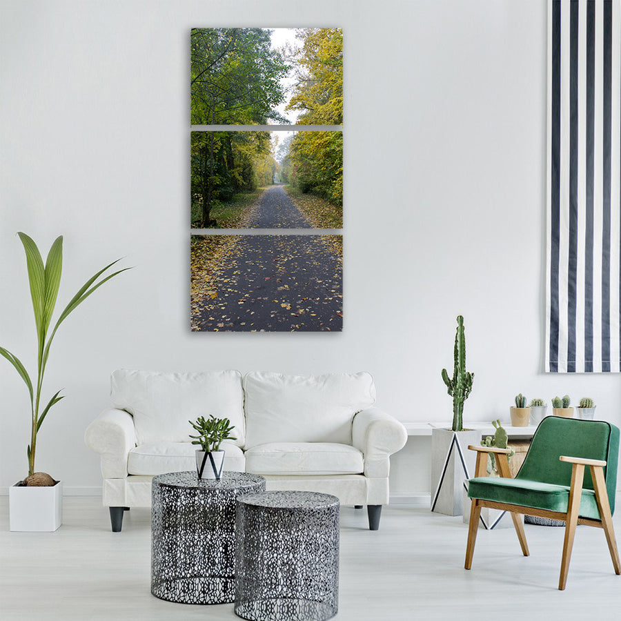autumn away leaves trees Vertical Canvas Wall Art