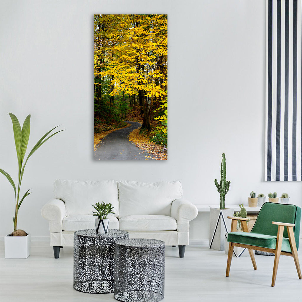 autumn fall trees forest leaves Vertical Canvas Wall Art