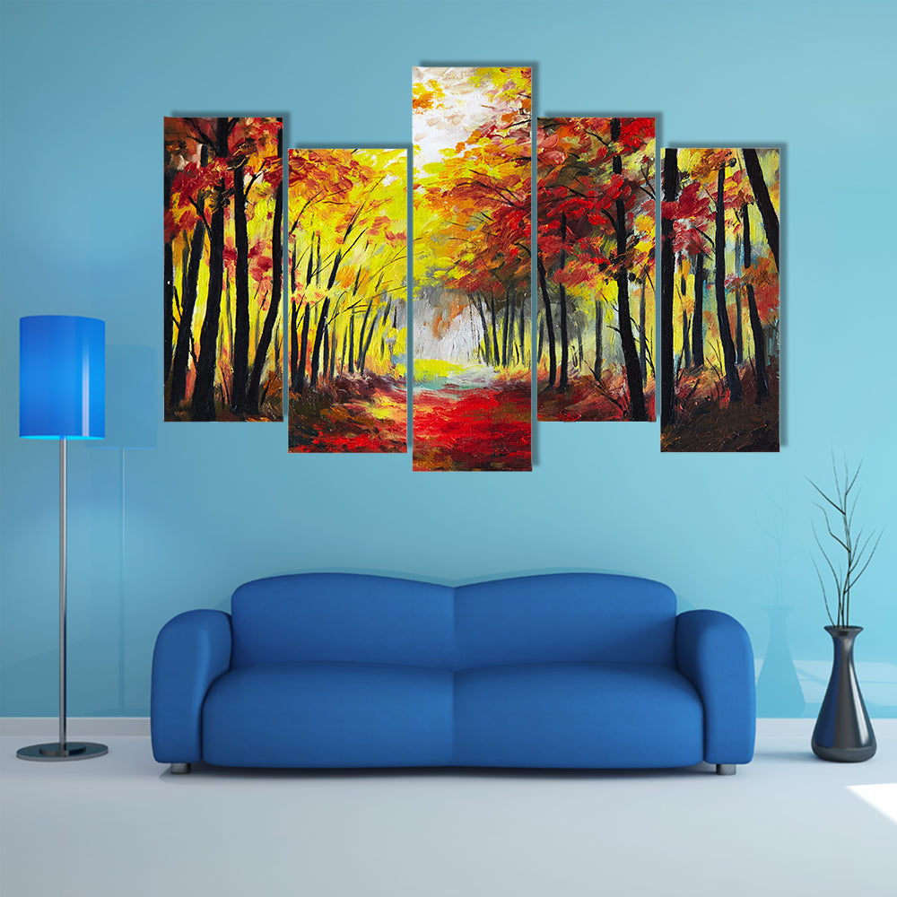 The Autumn Woods Multi Panel Canvas Wall Art