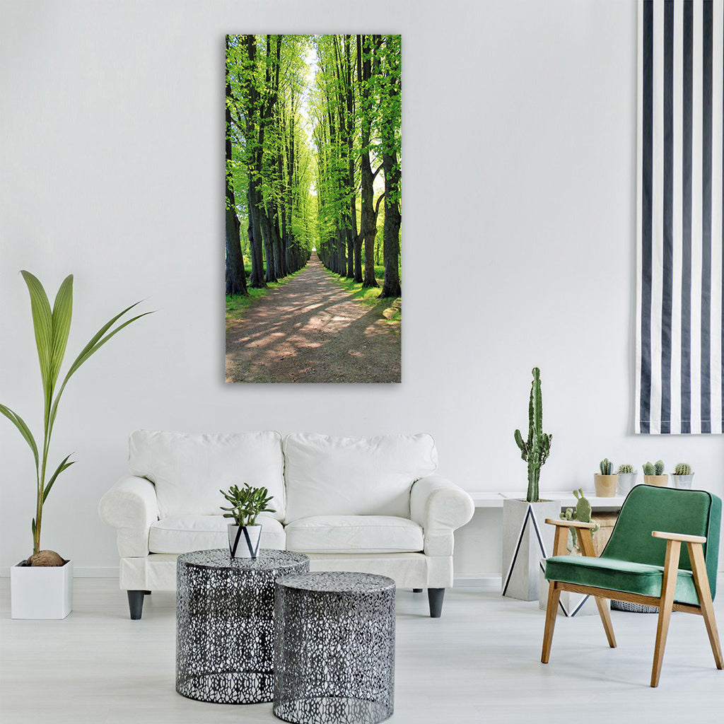 avenue tree trees away road Vertical Canvas Wall Art