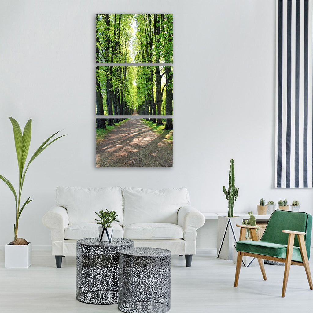 avenue tree trees away road Vertical Canvas Wall Art
