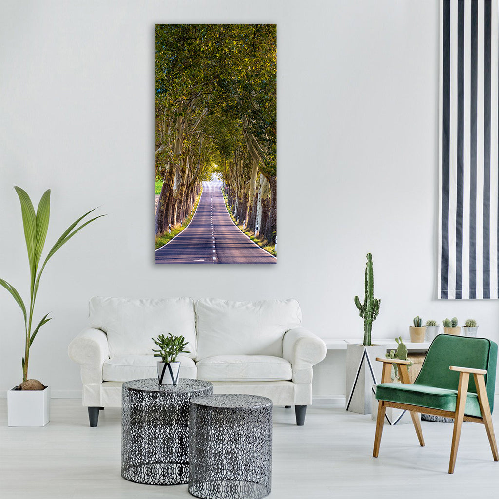 avenue trees nature landscape away Vertical Canvas Wall Art
