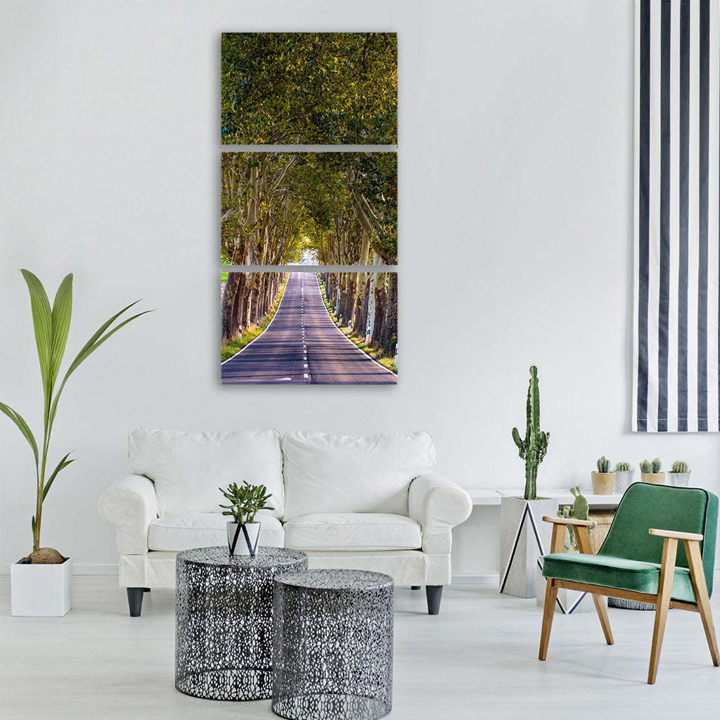 avenue trees nature landscape away Vertical Canvas Wall Art