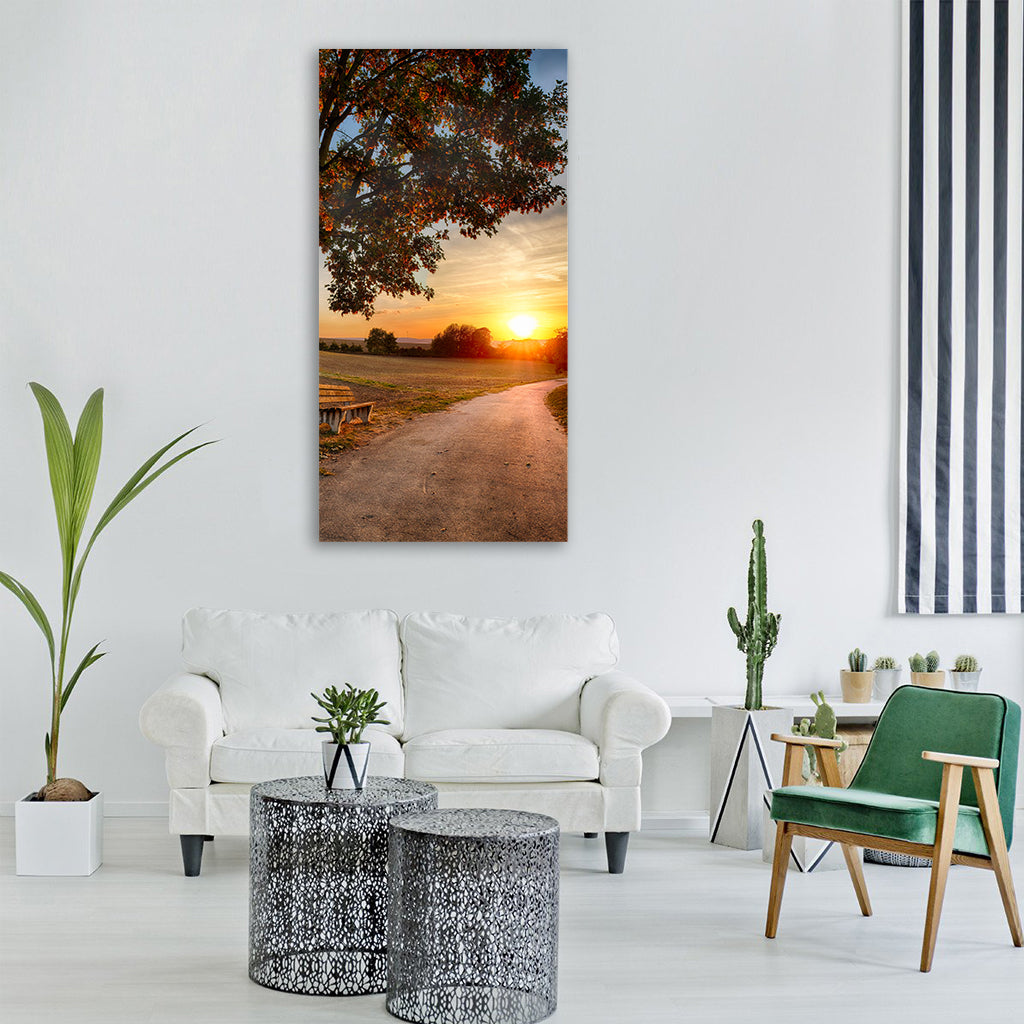 away road bank tree landscape Vertical Canvas Wall Art